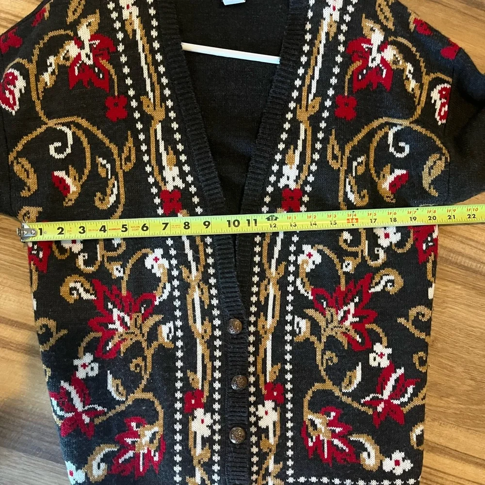 Vintage Panther Nordic Floral Cardigan Sweater Large - Picture 10 of 13